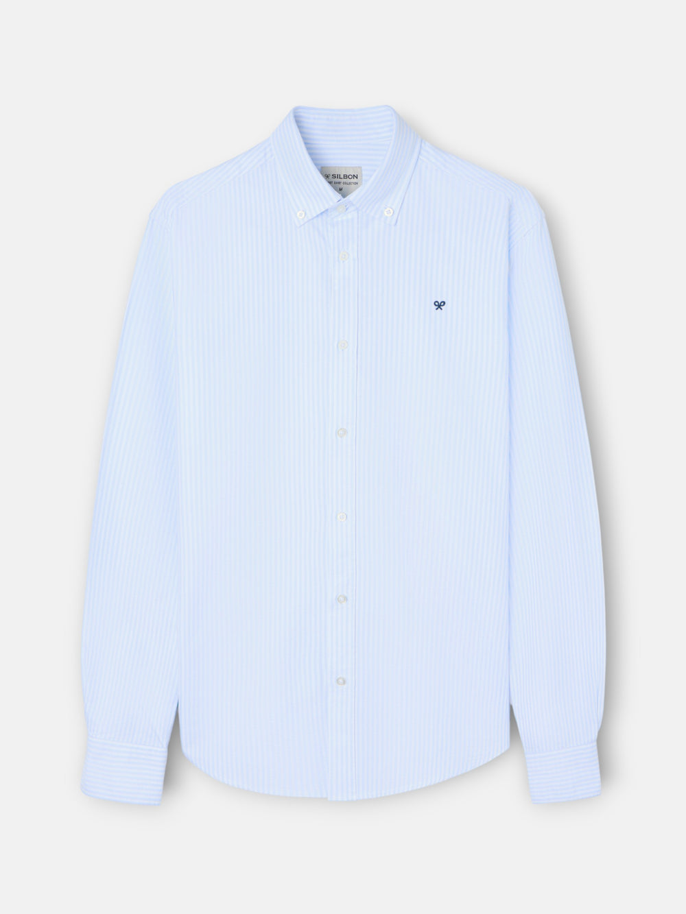 Chemise sport oxford raquette à larges rayures bleu ciel