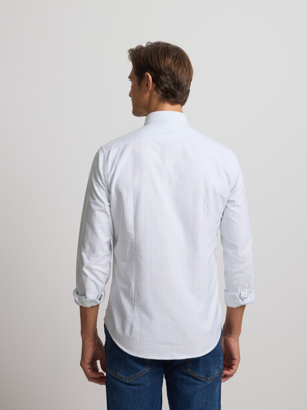 Chemise sport oxford raquette à larges rayures vertes