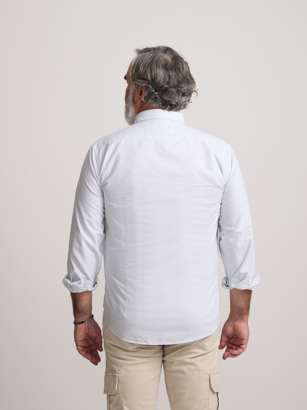 Chemise sport oxford raquette à larges rayures vertes