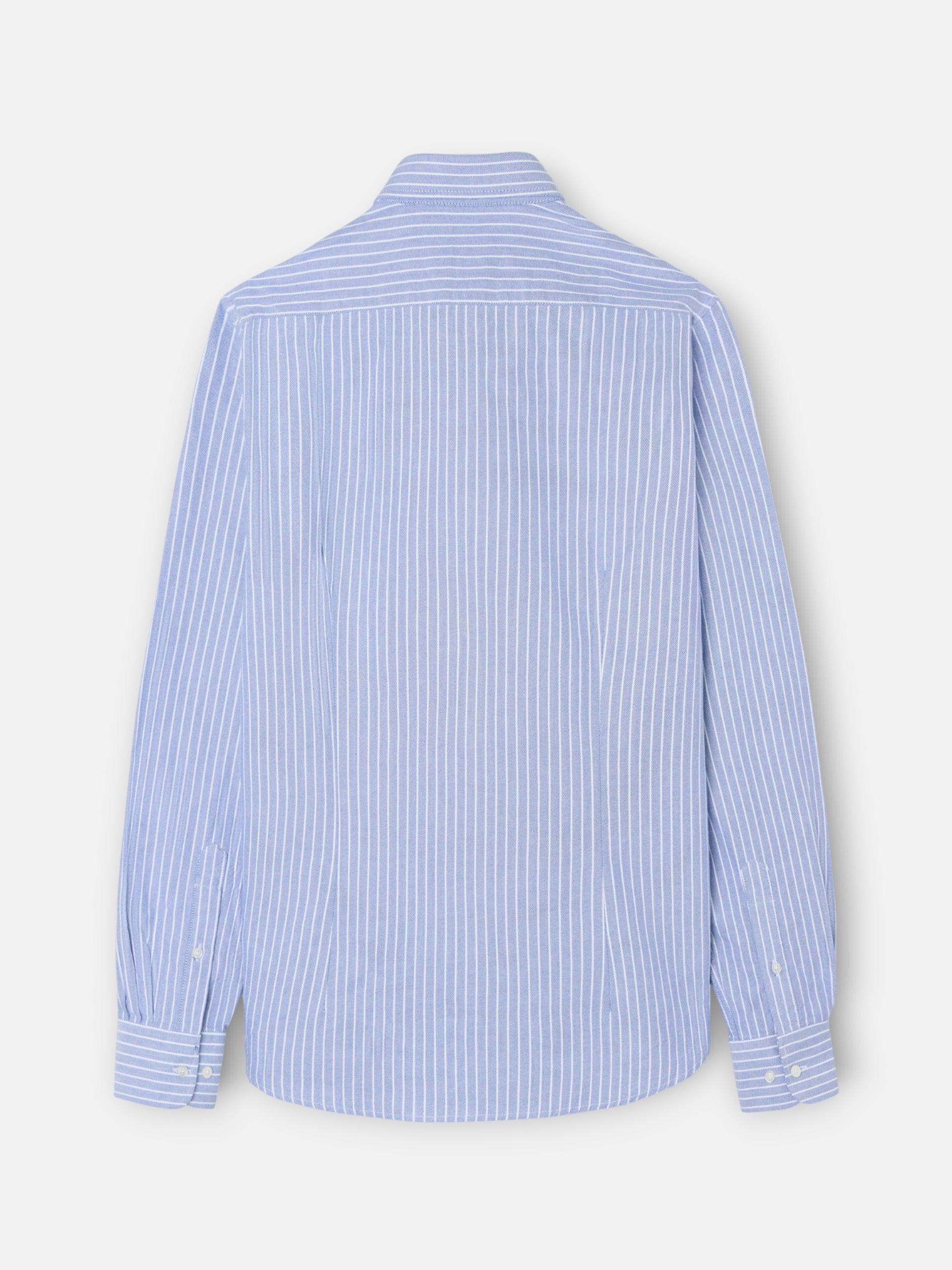 Navy Oxford sport shirt with fine white stripe