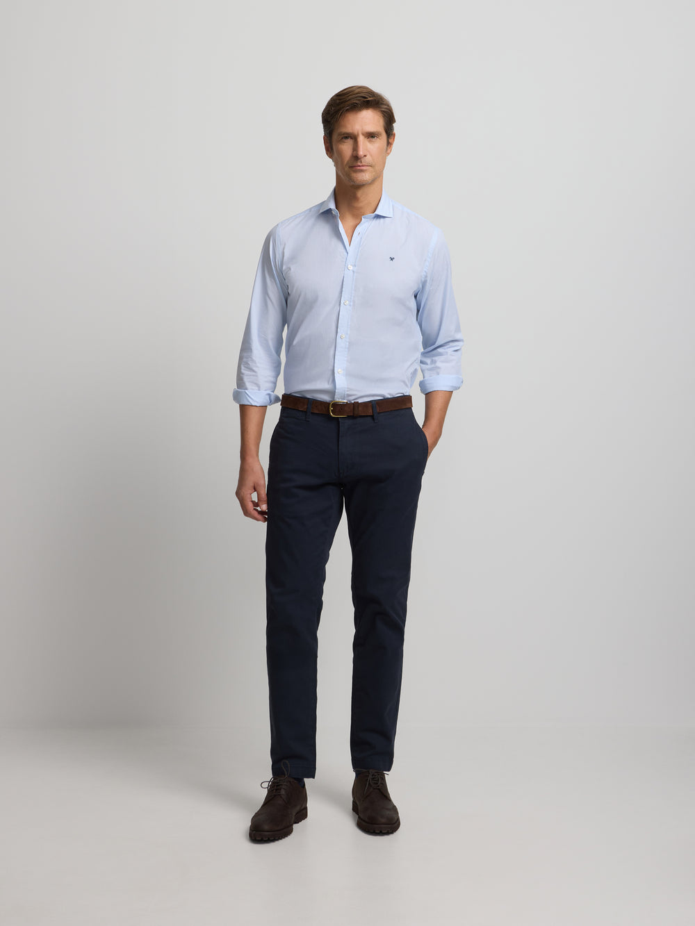 Chemise sport classique à rayures bleu ciel