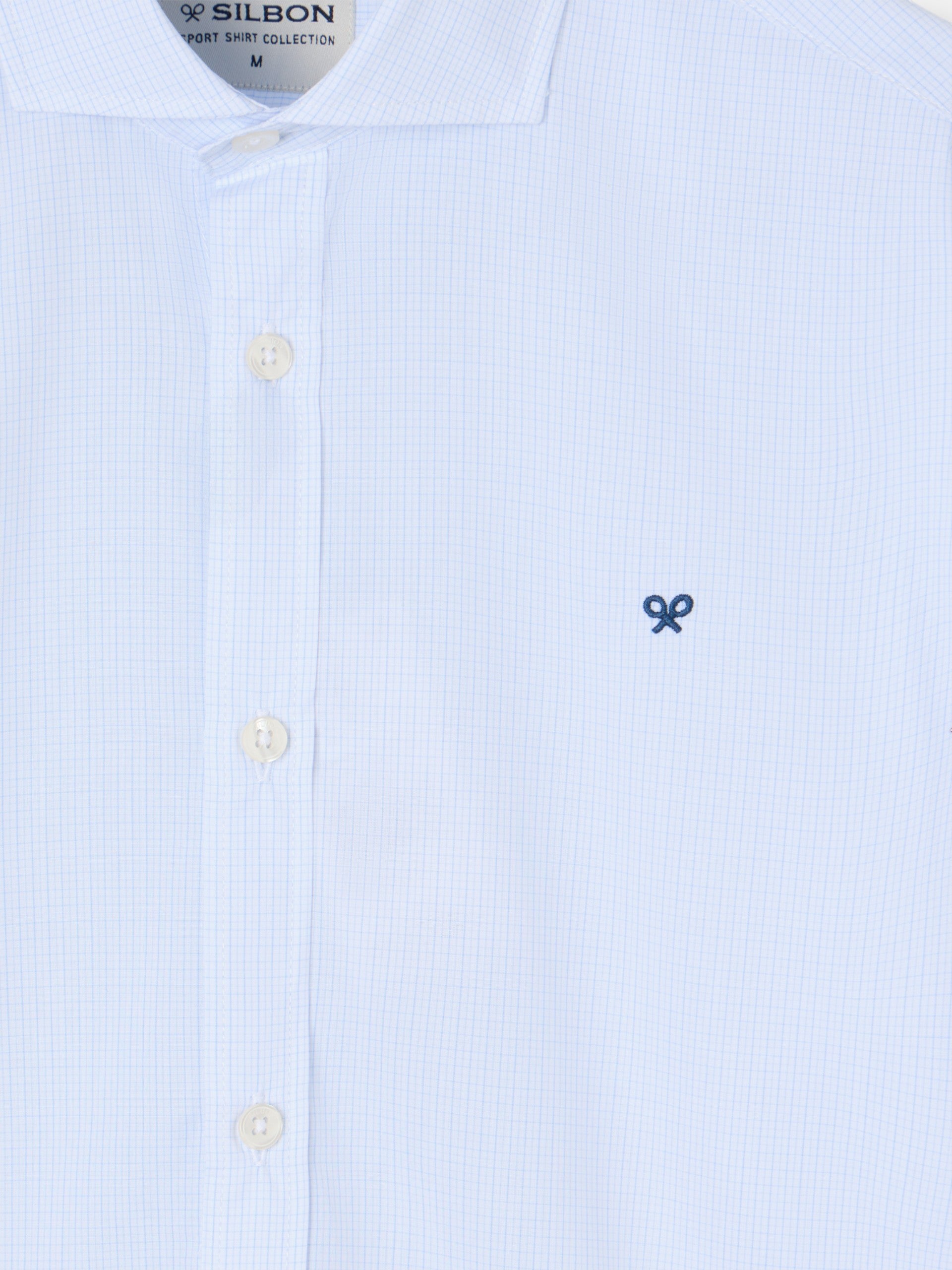 Classic sport shirt with light blue mini check