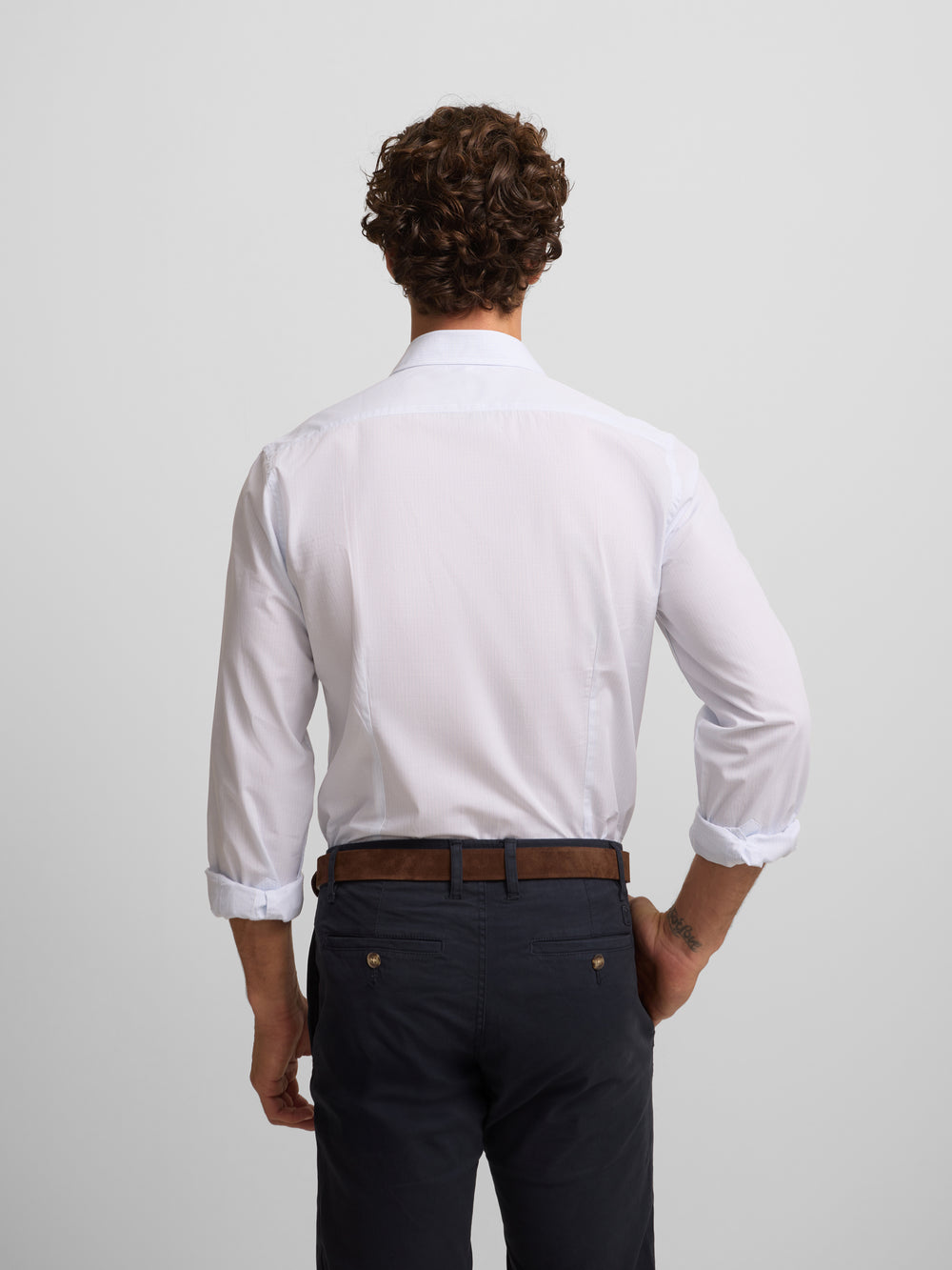 Chemise sport classique à petits carreaux bleu ciel