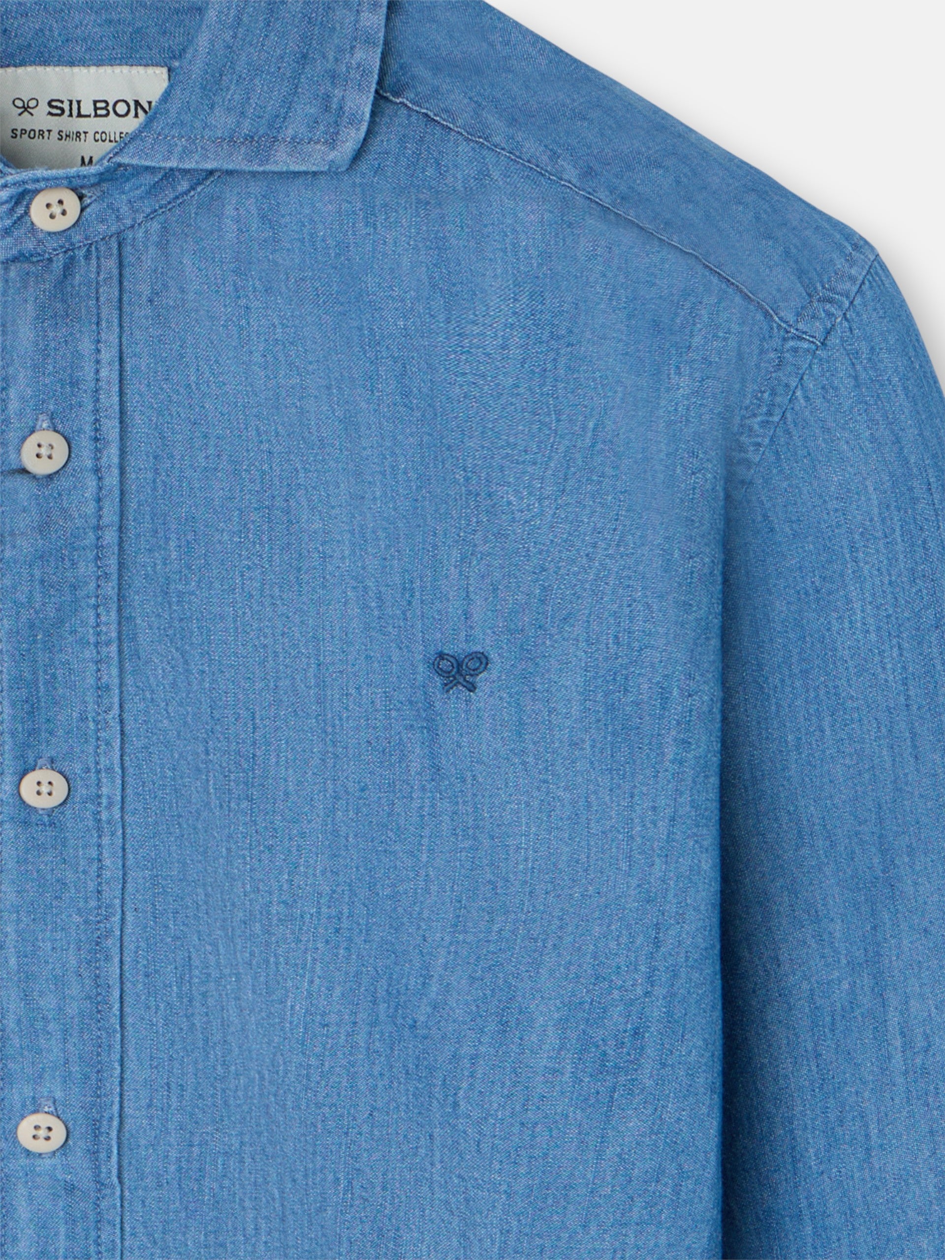 Camisa sport denim azul marinho