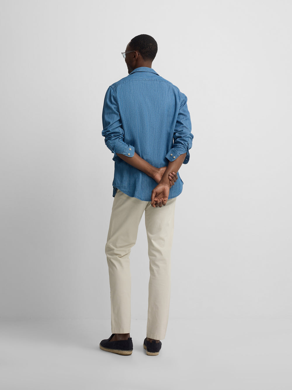 Navy blue denim sport shirt