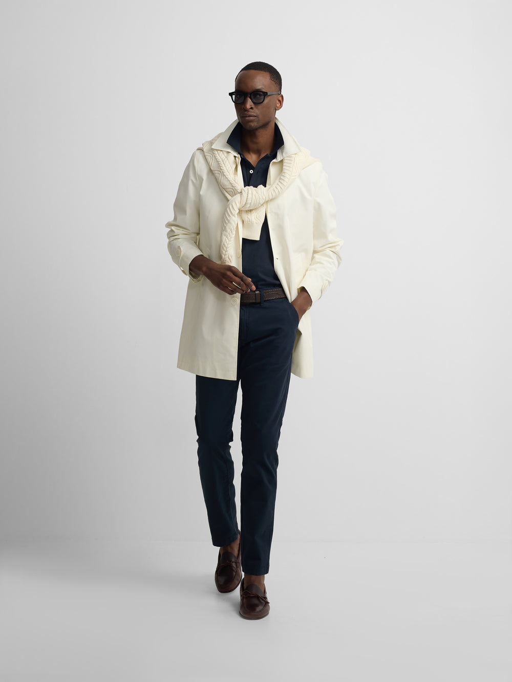 Gabardina corta beige