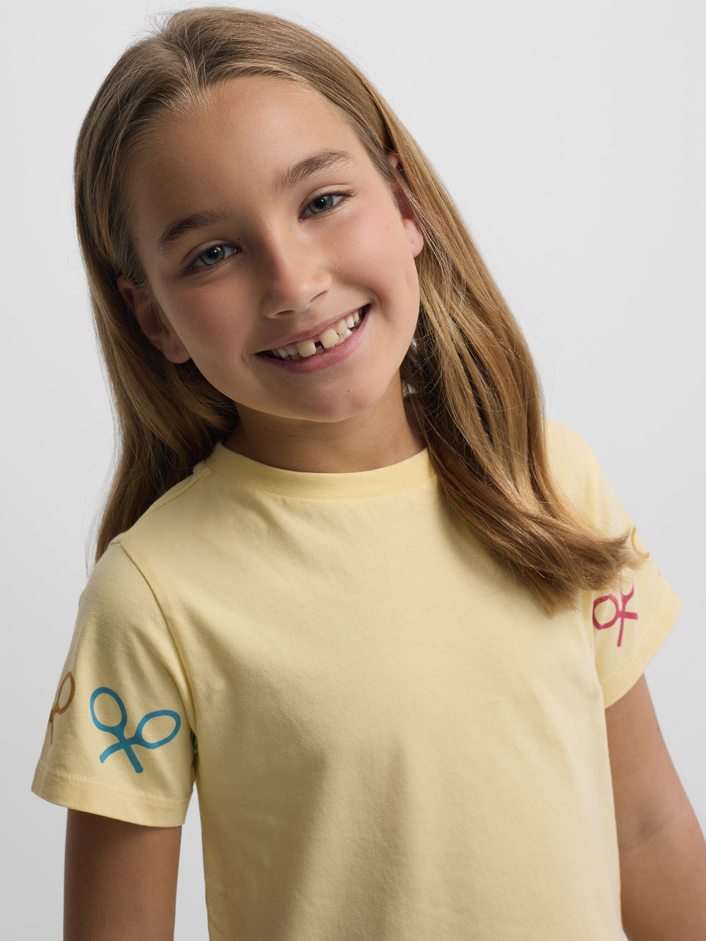 Girl's multicolor rackets yellow t-shirt