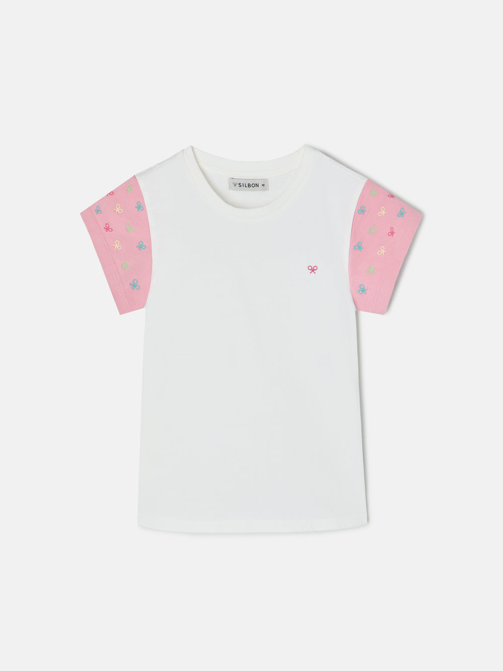 Camiseta girl mangas estampadas blanca
