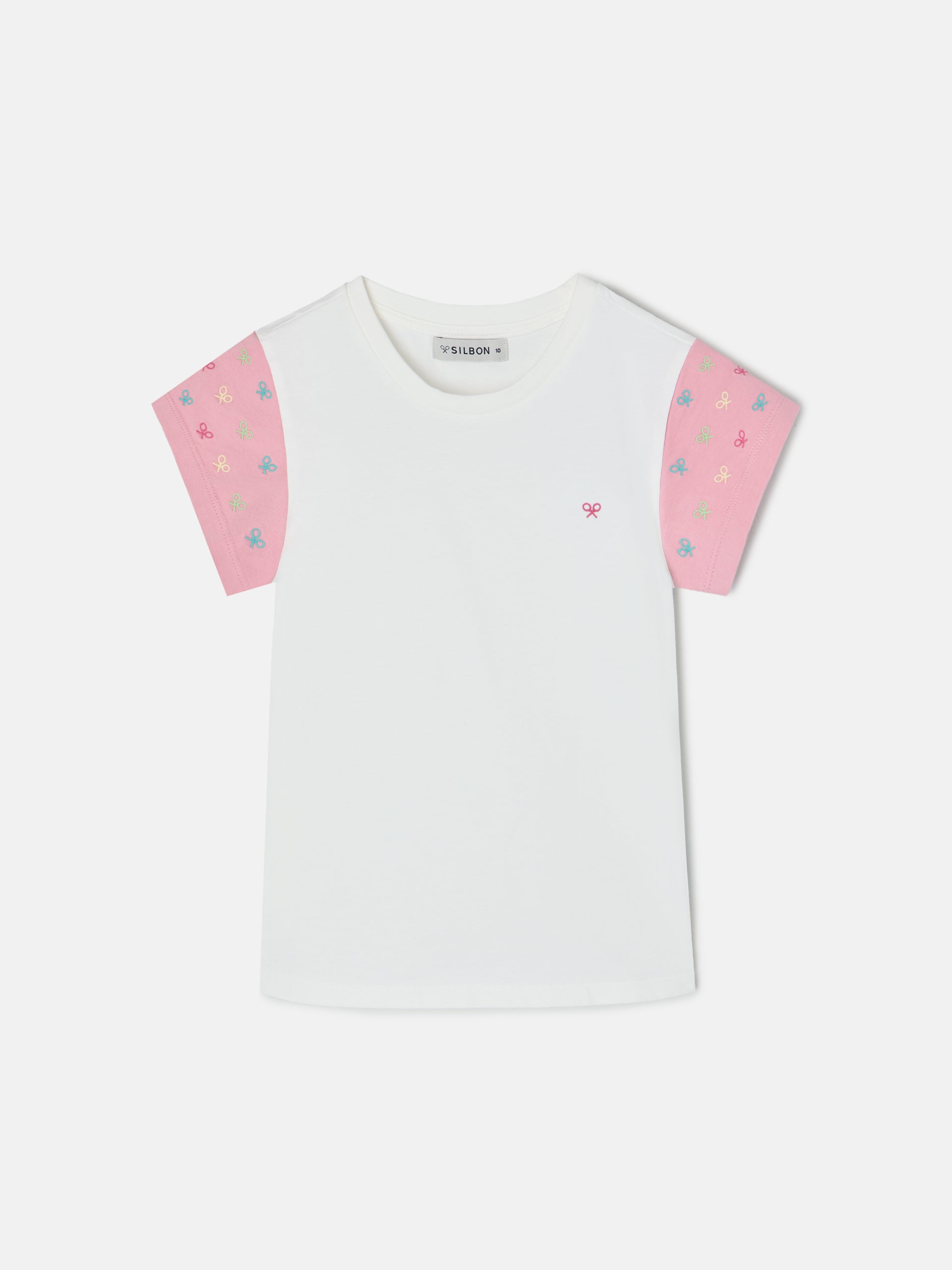 Camiseta girl mangas estampadas blanca