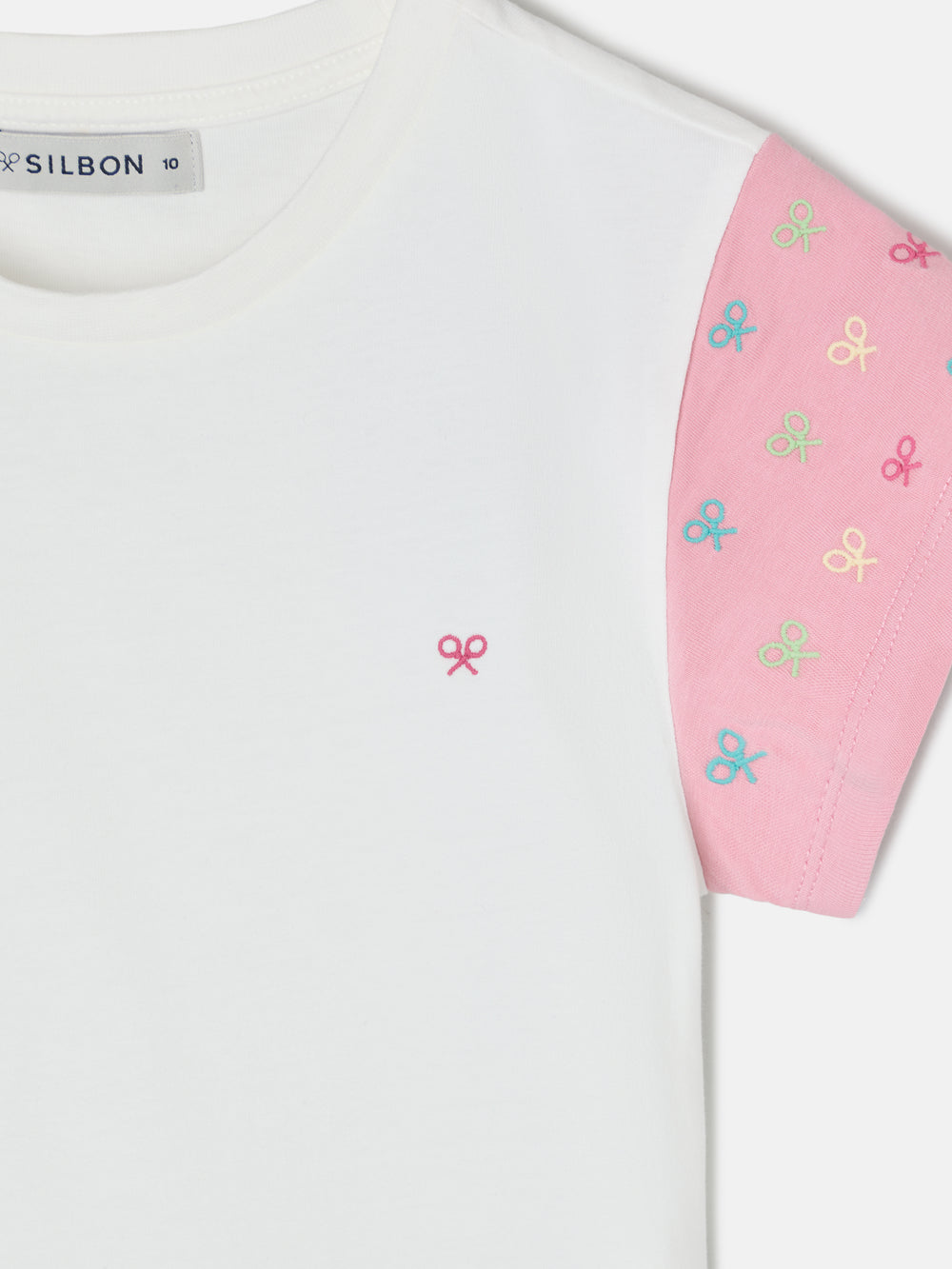 Camiseta girl mangas estampadas blanca