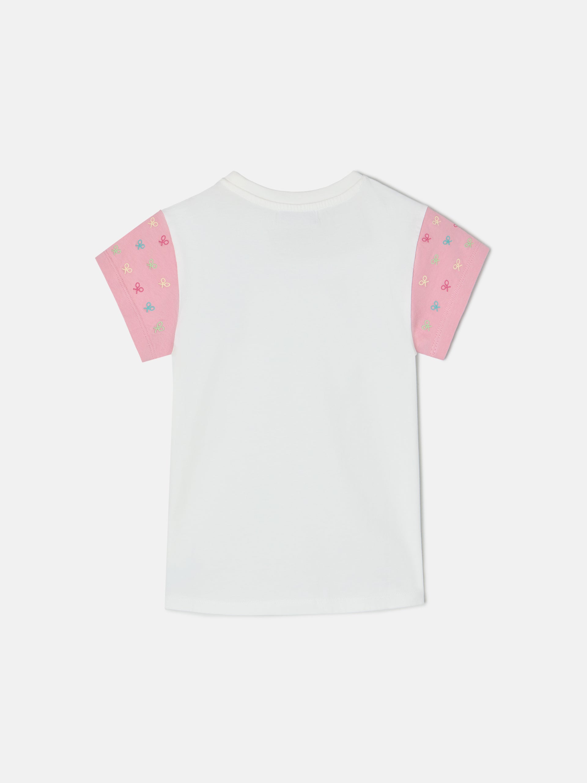 Camiseta girl mangas estampadas blanca