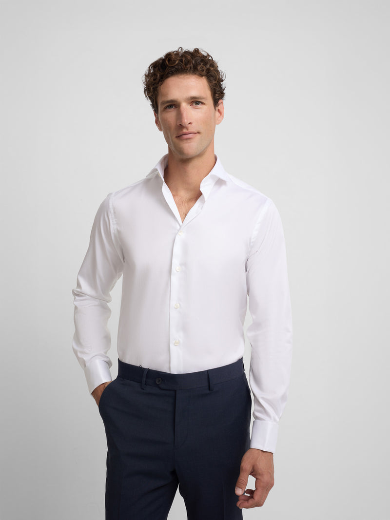 Chemise habillée easy iron à poignets doubles blanche
