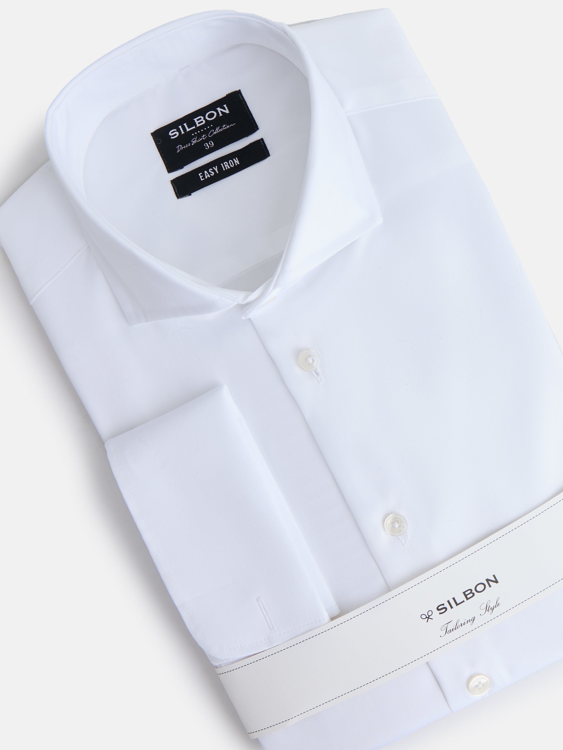 Camisa vestir easy iron puño doble blanca