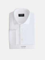 Camisa vestir espiga puño doble blanca