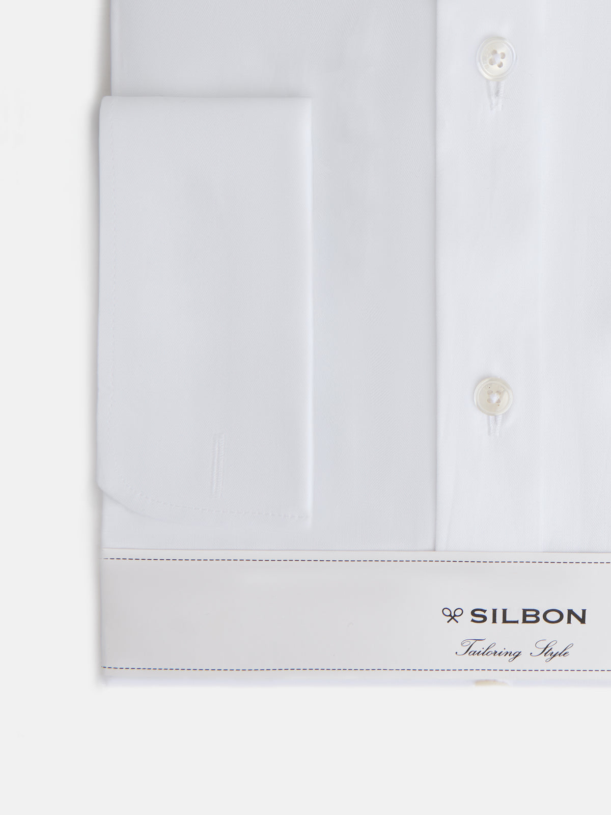 Camisa vestir espiga puño doble blanca
