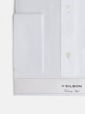 White herringbone dress shirt with double cuff