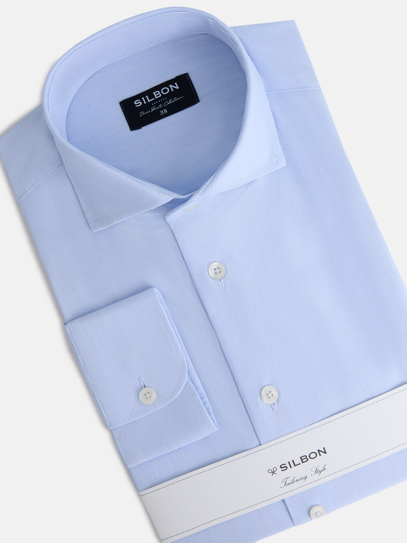 Camisa vestir mini rayas puño simple celeste