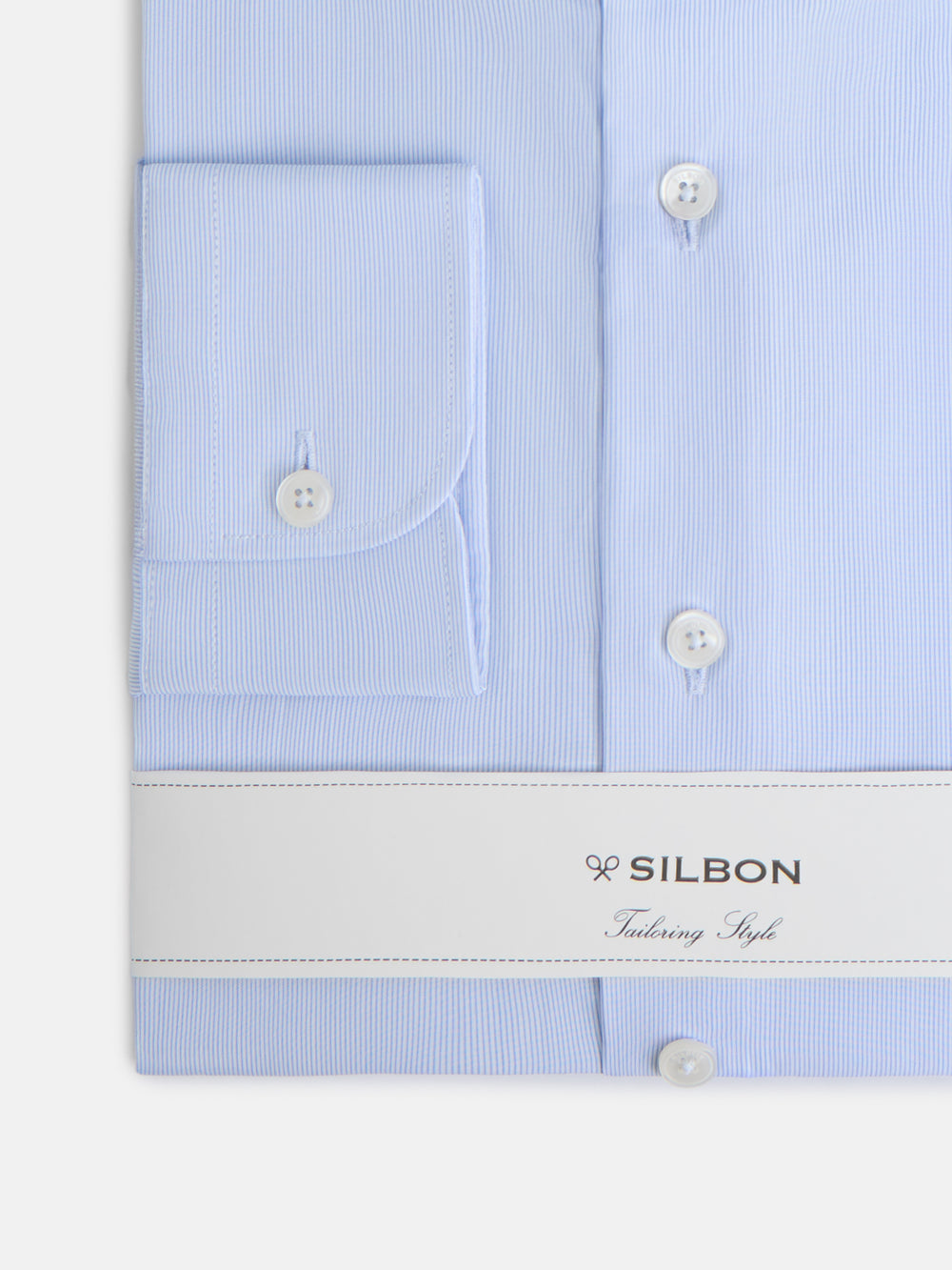 Camisa vestir mini rayas puño simple celeste