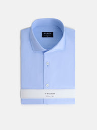 Camisa vestir espiga puño doble celeste