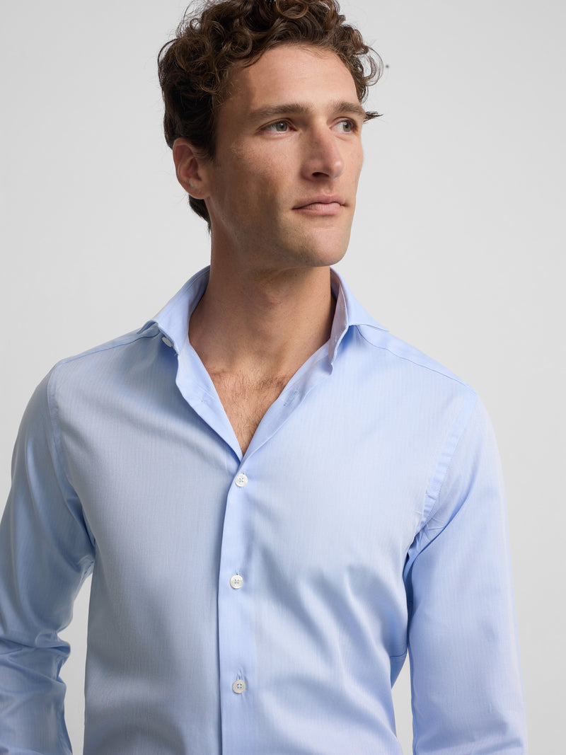 Camisa vestir espiga puño doble celeste