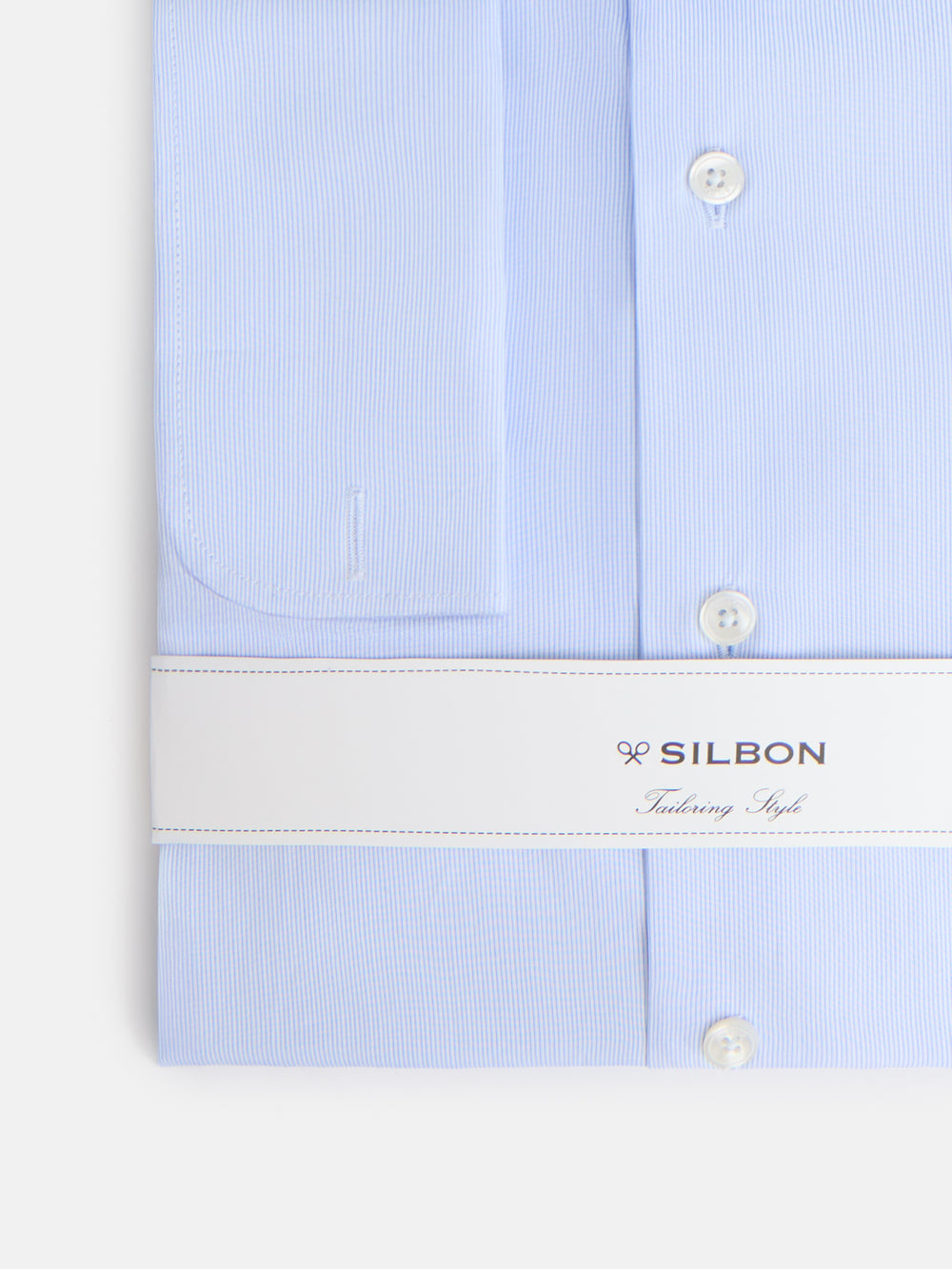 Dress shirt with mini stripes, double cuff, light blue