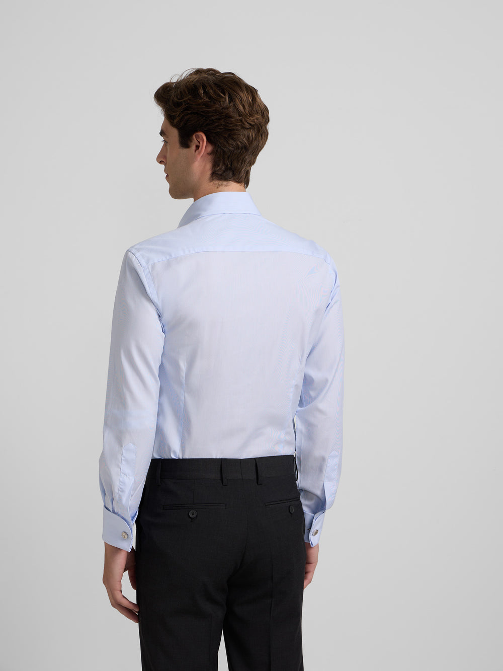 Dress shirt with mini stripes, double cuff, light blue