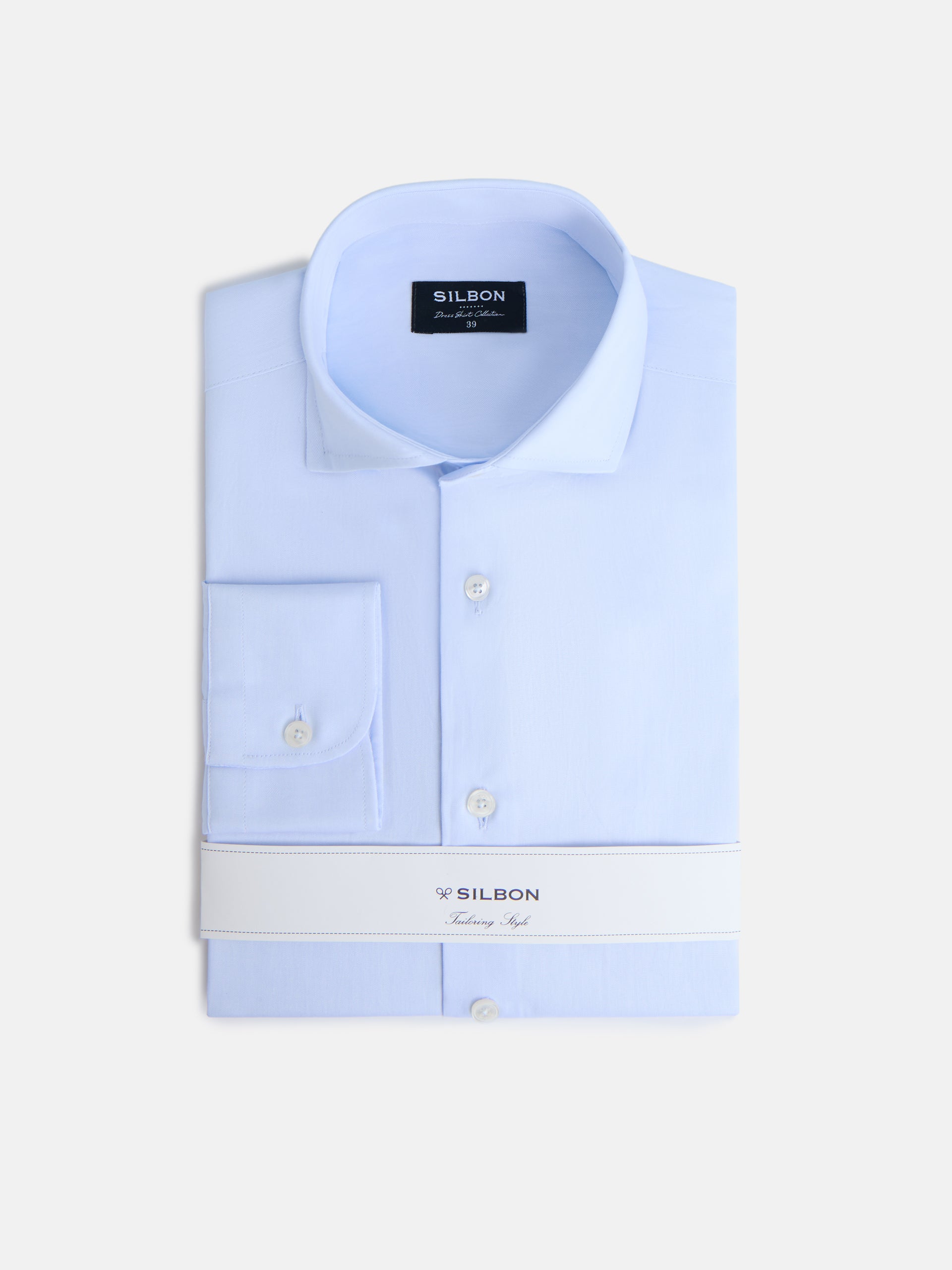 Camisa de vestir azul-claro com punho simples