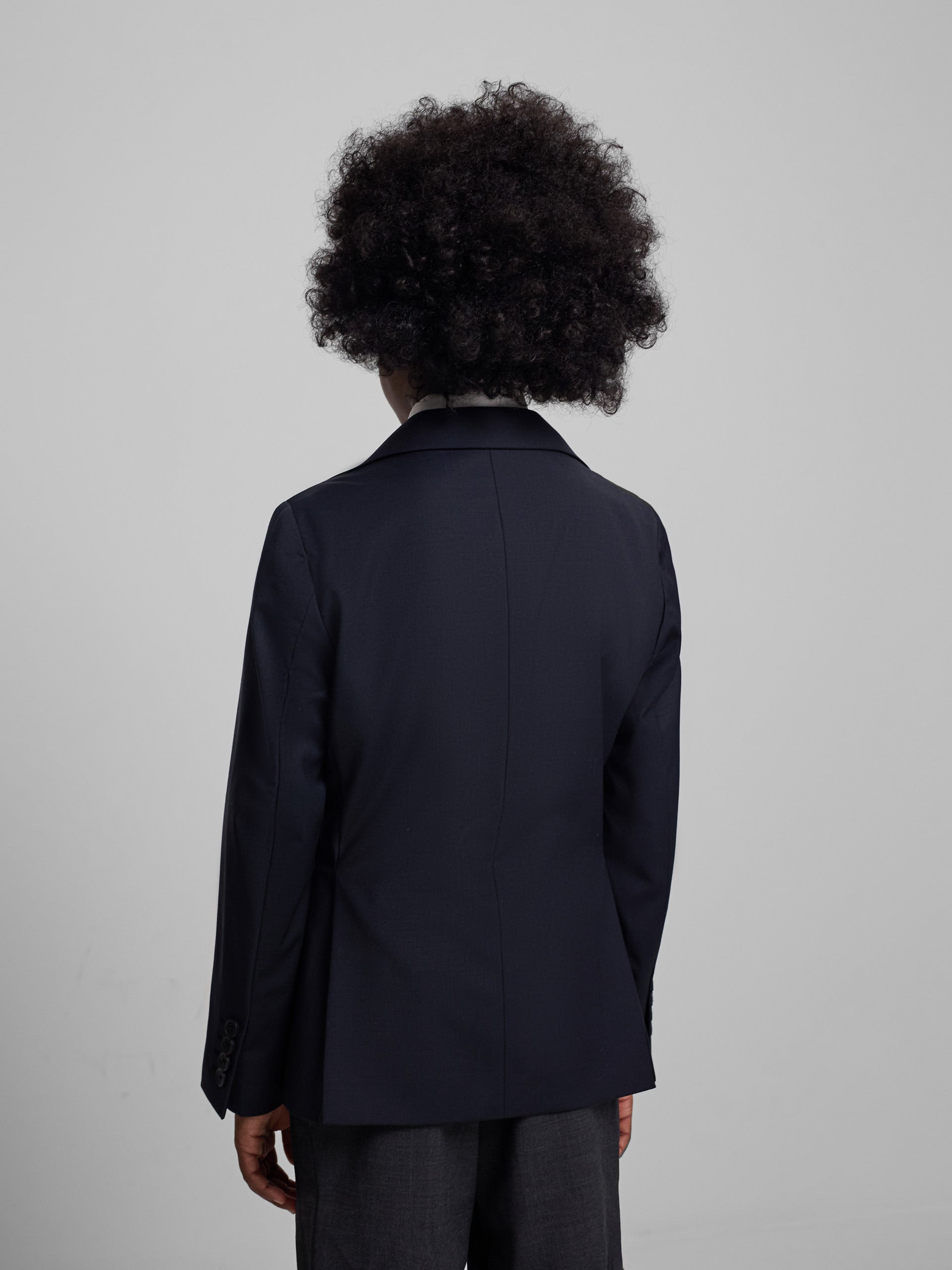 Classic navy blue double-breasted kids blazer