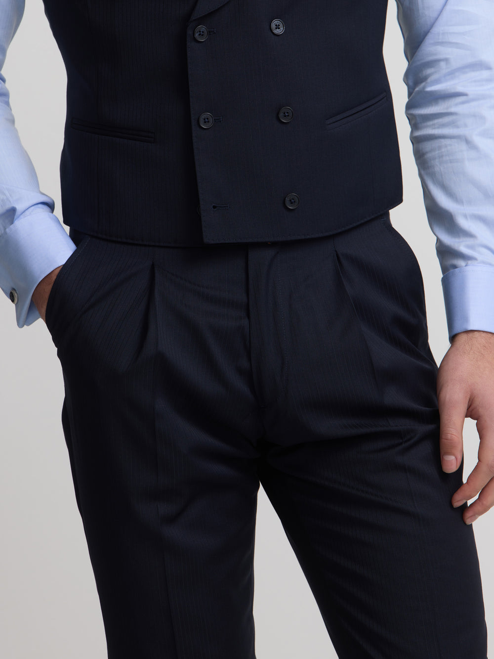 Pantalon chaque chevron bleu marine