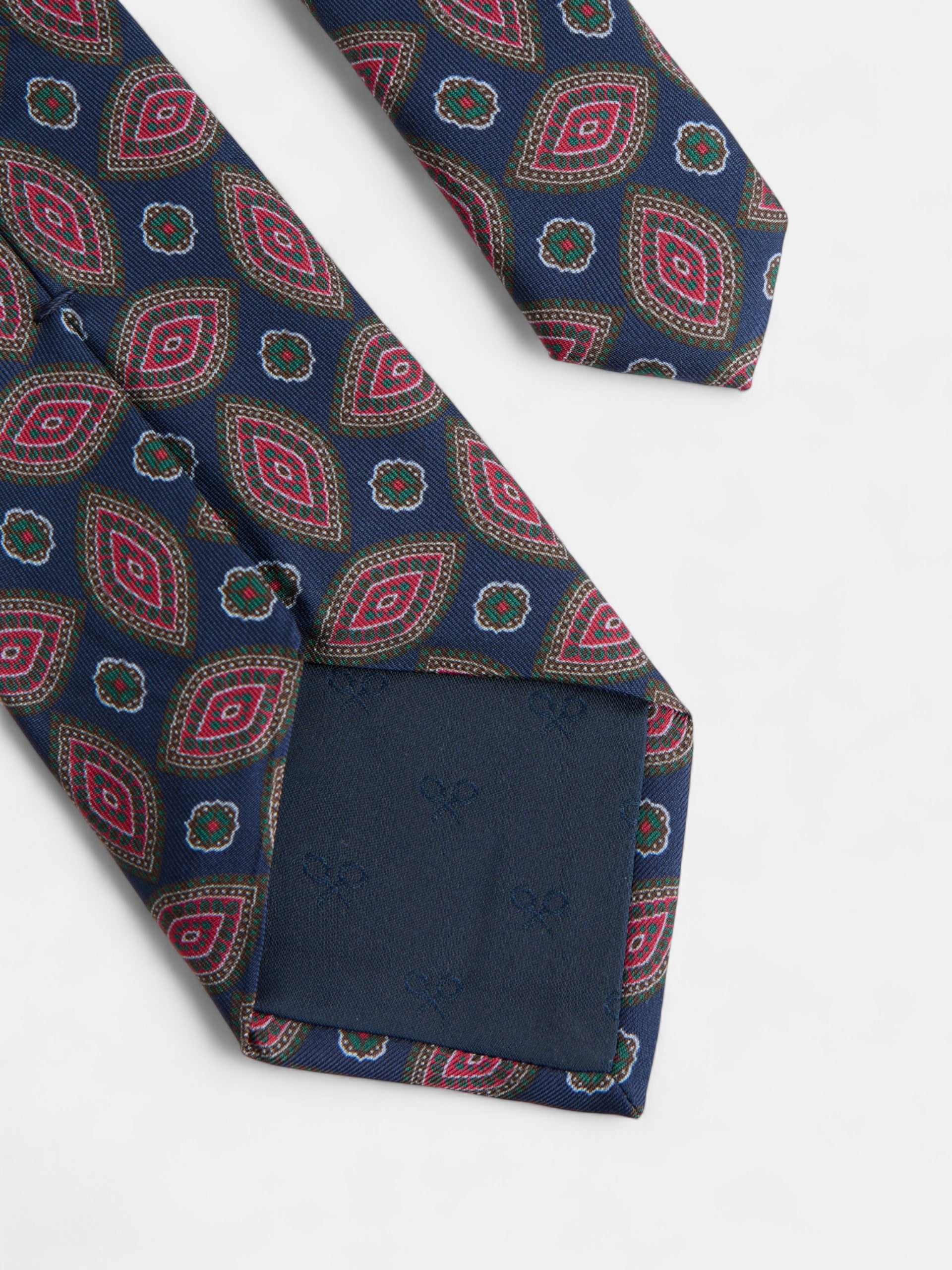 Cravate vintage motif ovale bleu marine