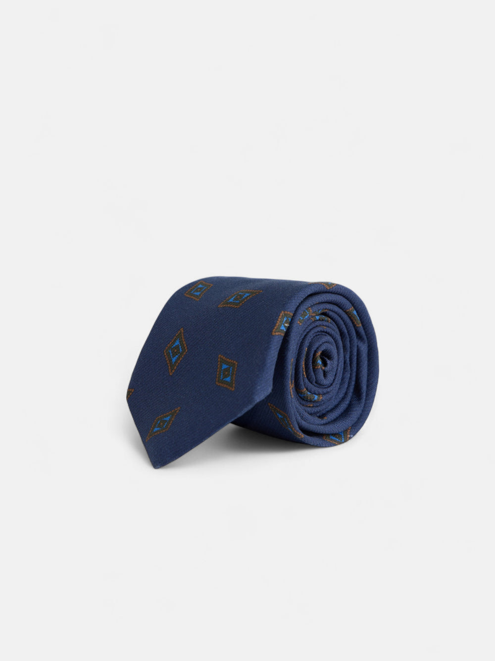 Gravata com padrão de losangos azul-marinho