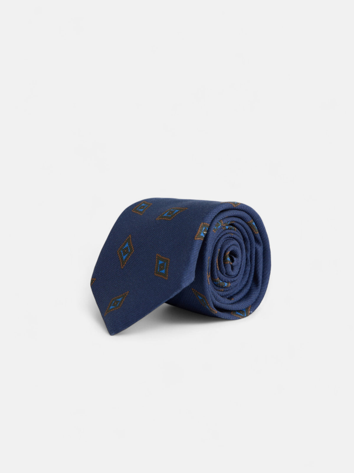 Gravata com padrão de losangos azul-marinho