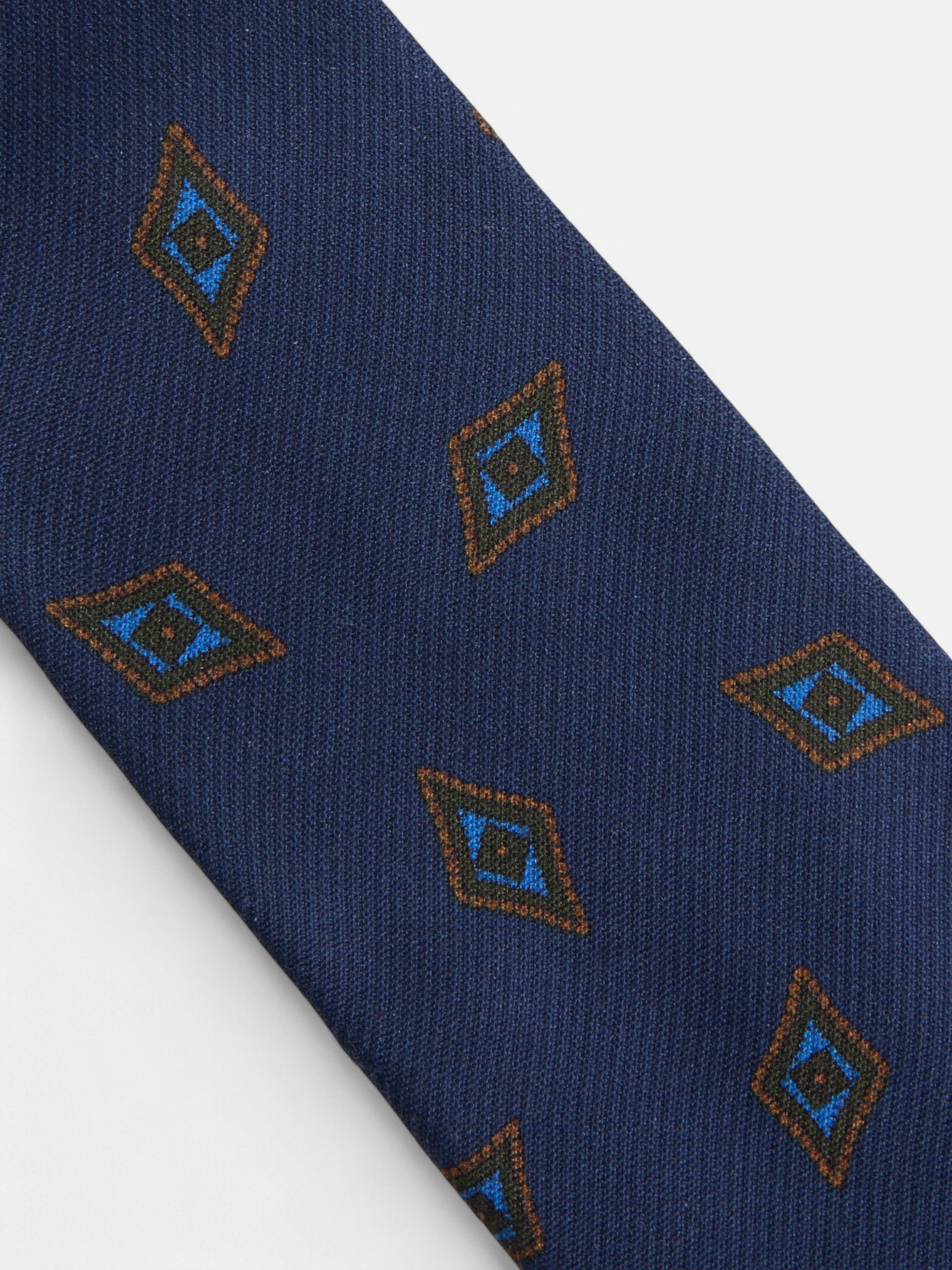 Corbata motivo rombo azul marino