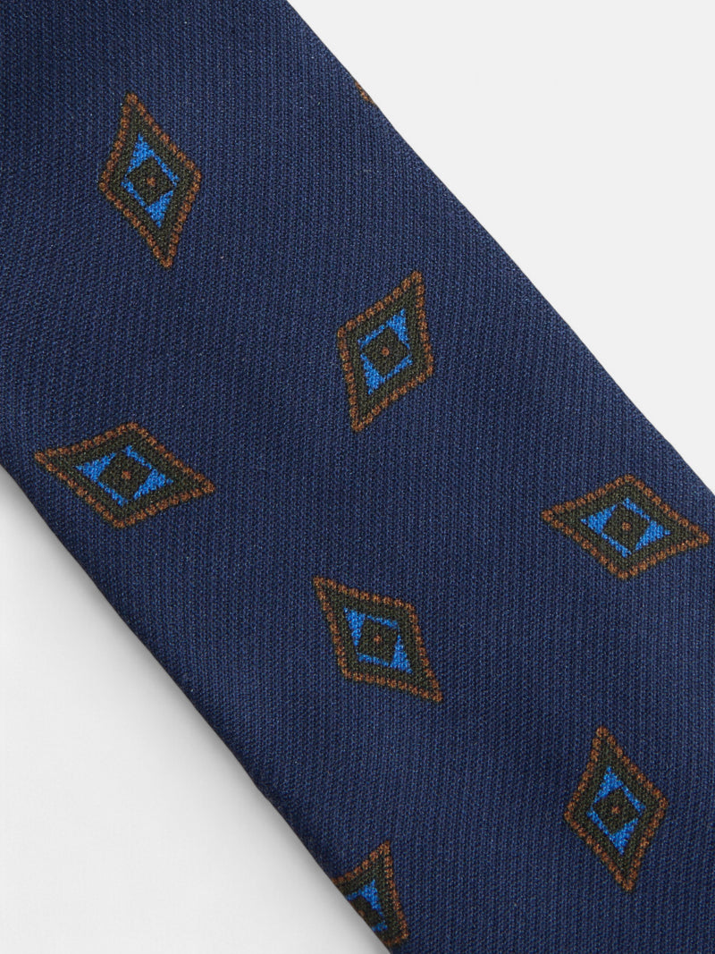 Corbata motivo rombo azul marino