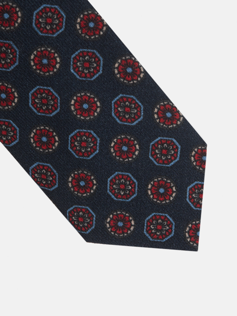Navy blue tie with English motifs