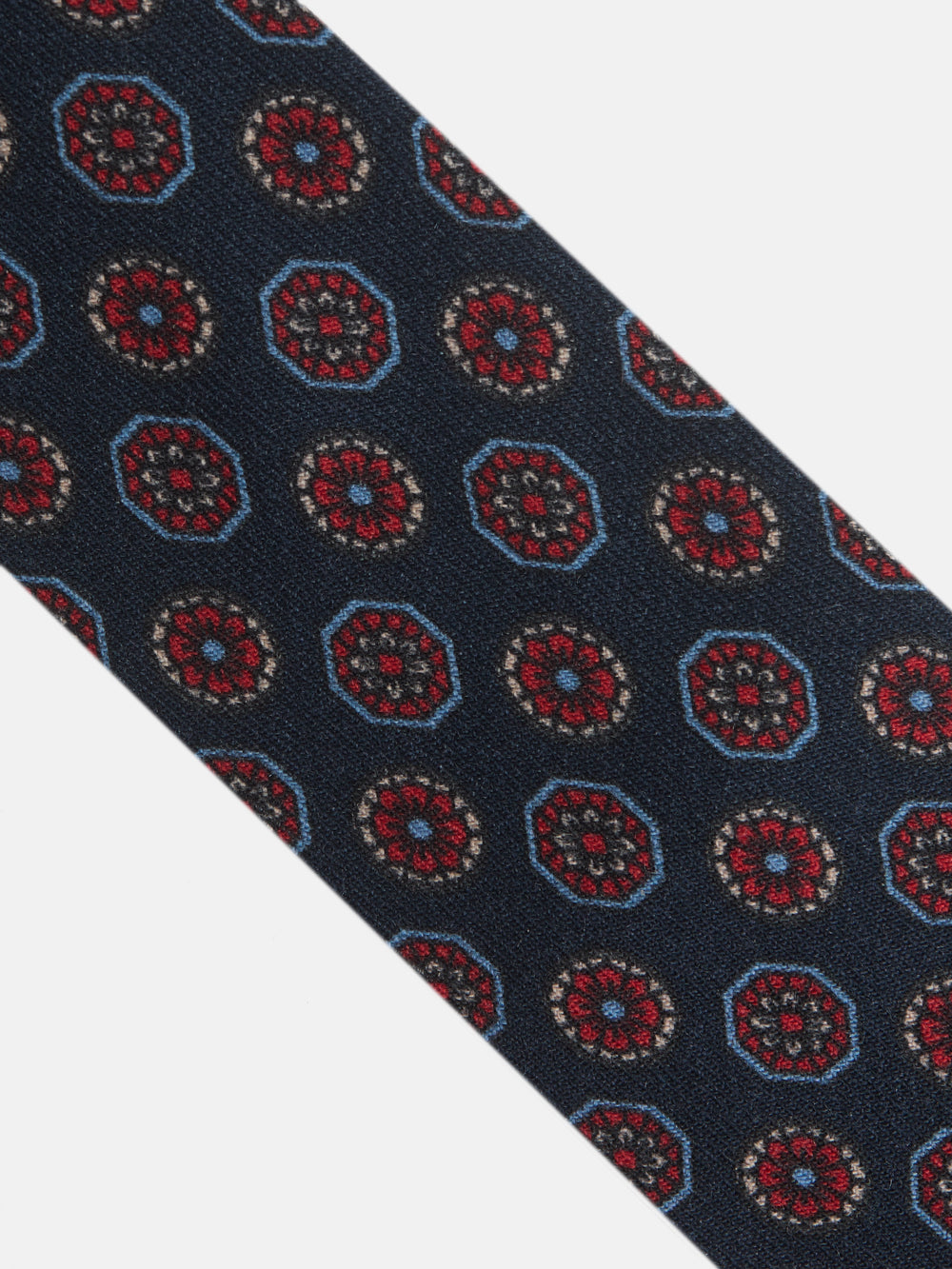 Navy blue tie with English motifs
