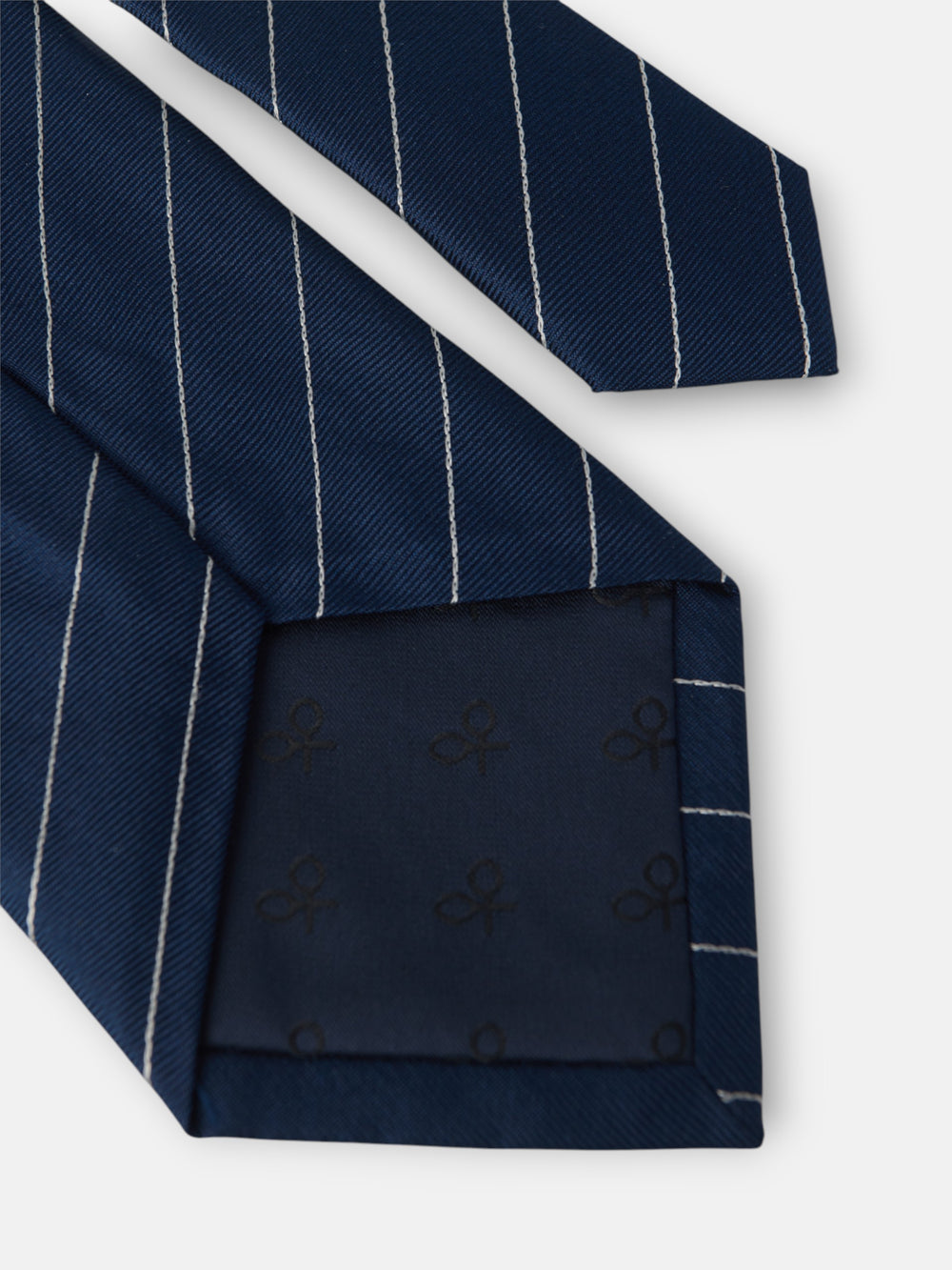 Navy blue mini striped racket tie