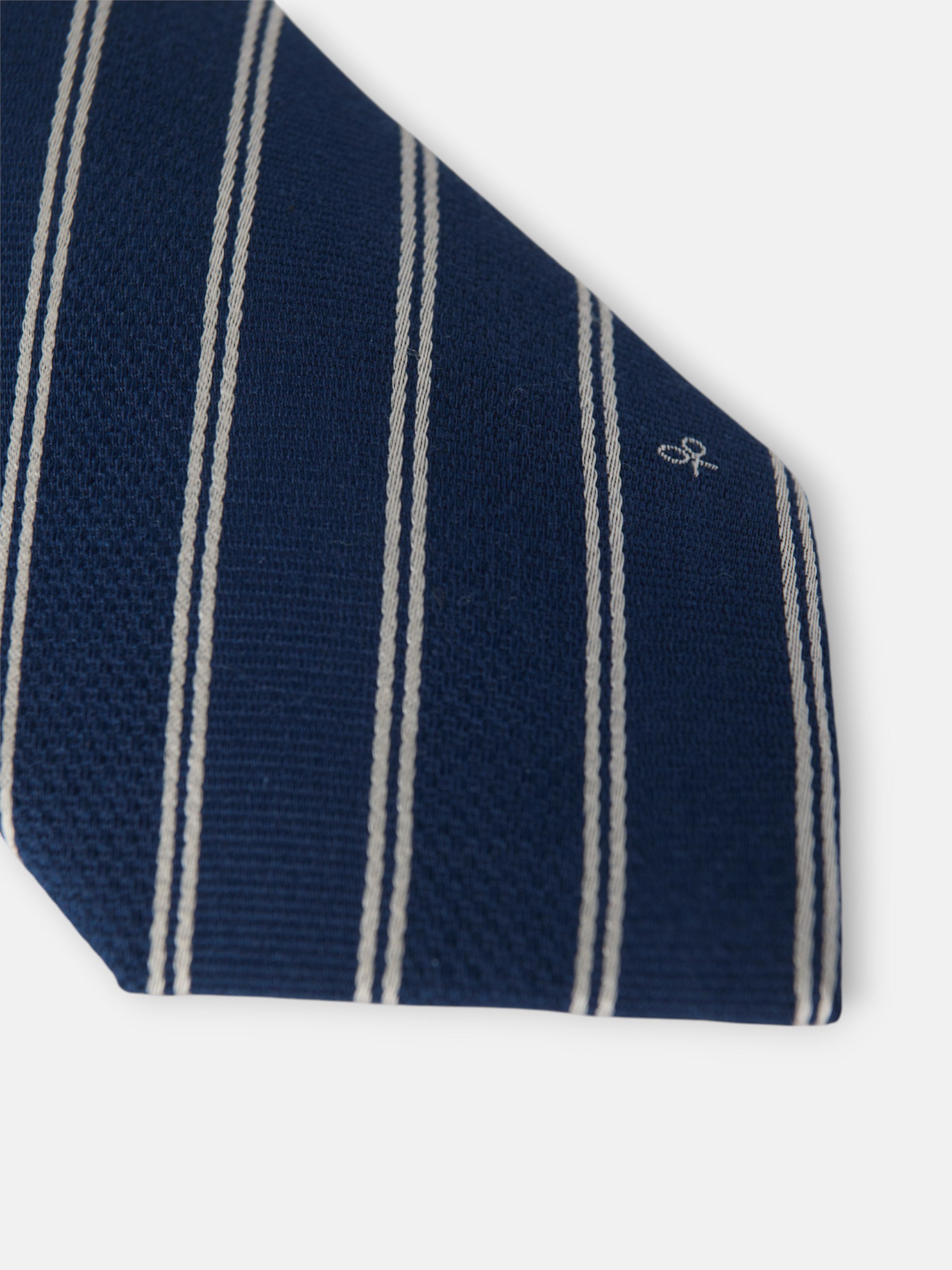 Double stripe navy blue racket tie