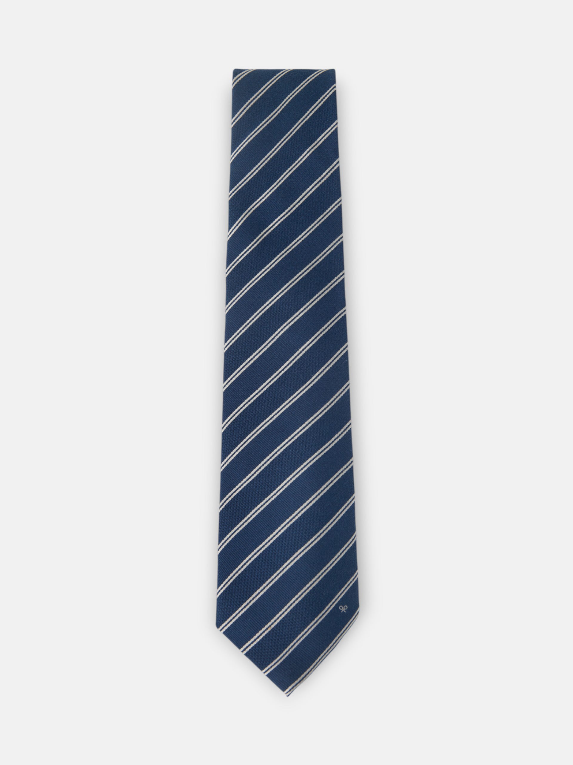 Double stripe navy blue racket tie