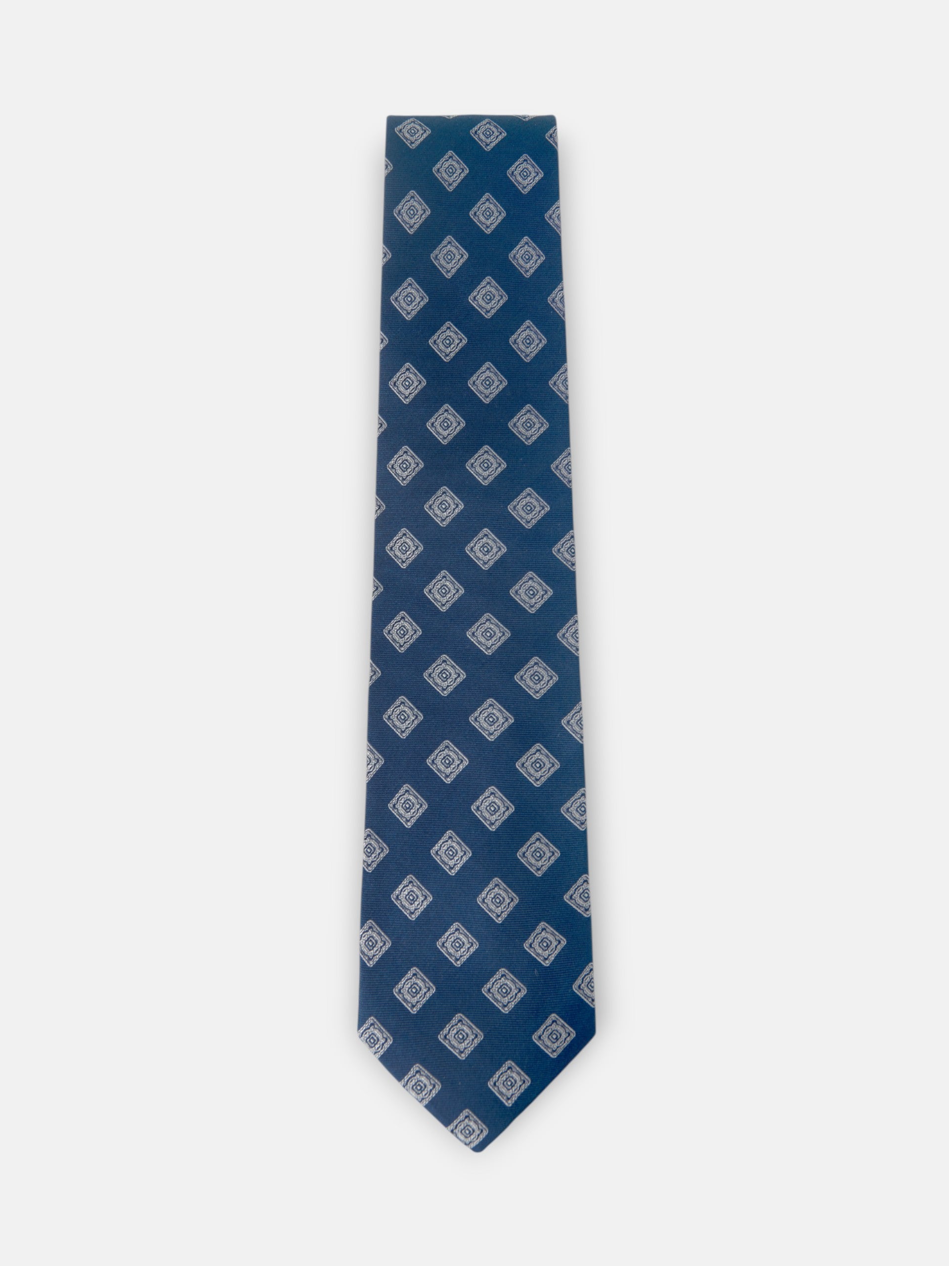 Navy blue tile pattern tie