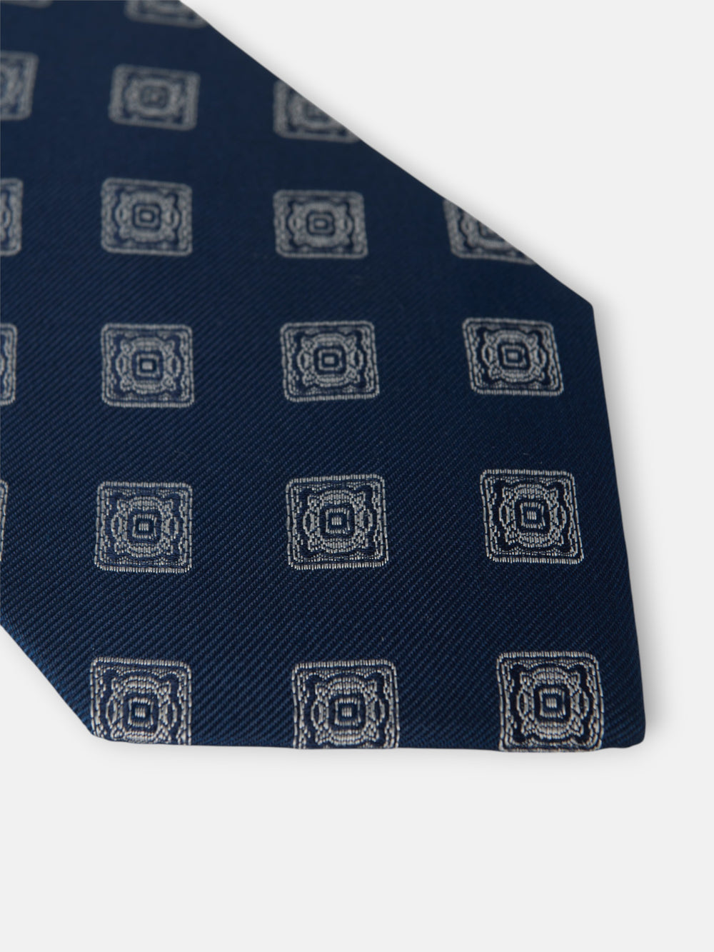 Navy blue tile pattern tie