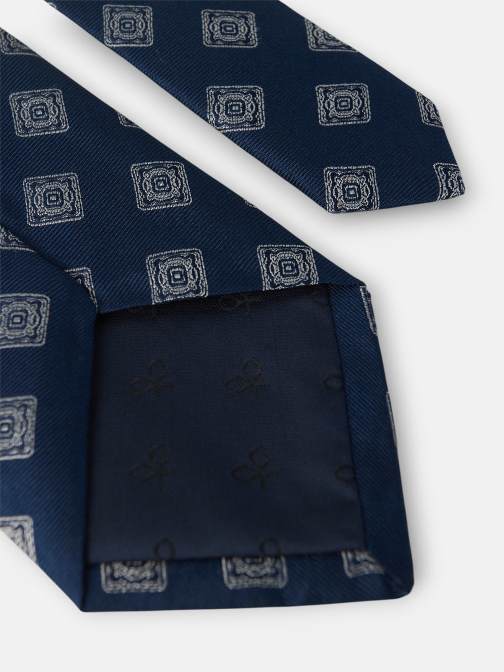 Navy blue tile pattern tie