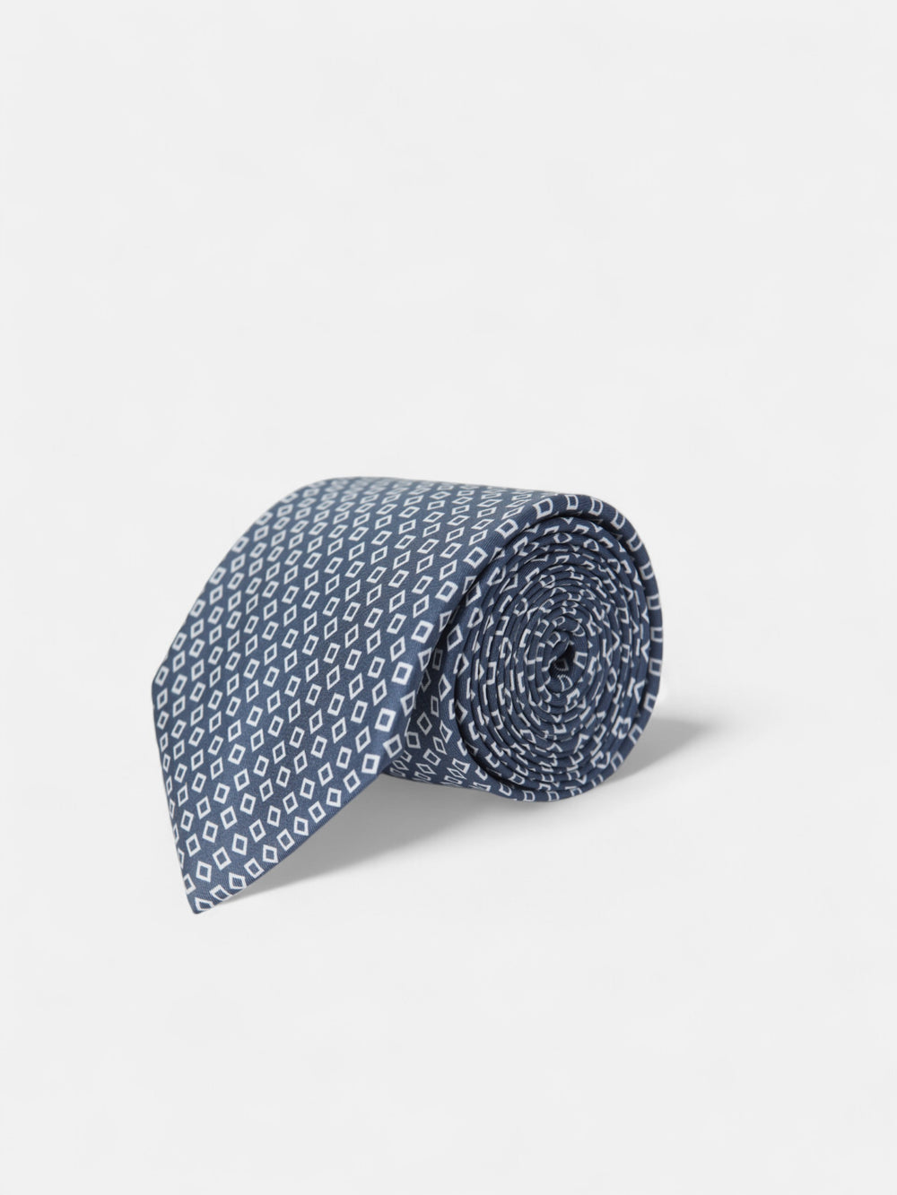 Navy blue tie with irregular check pattern