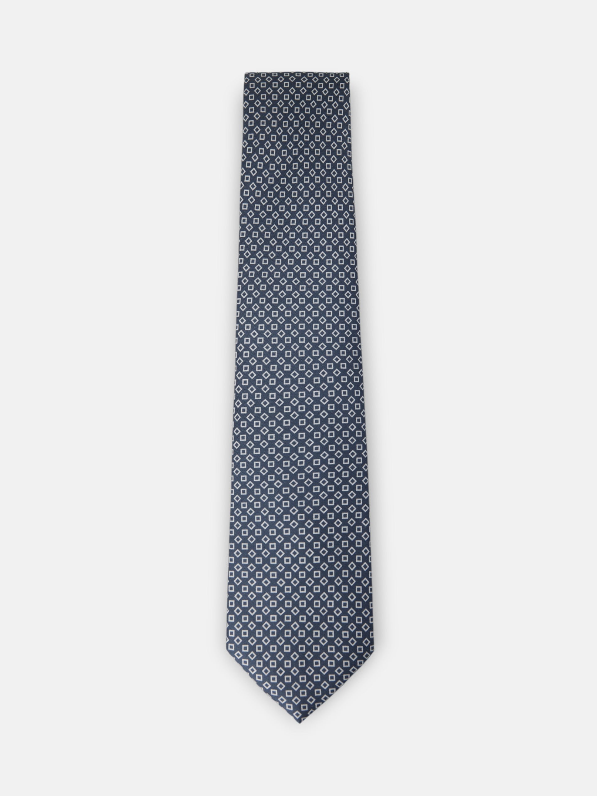 Corbata estampado cuadros irregular azul marino