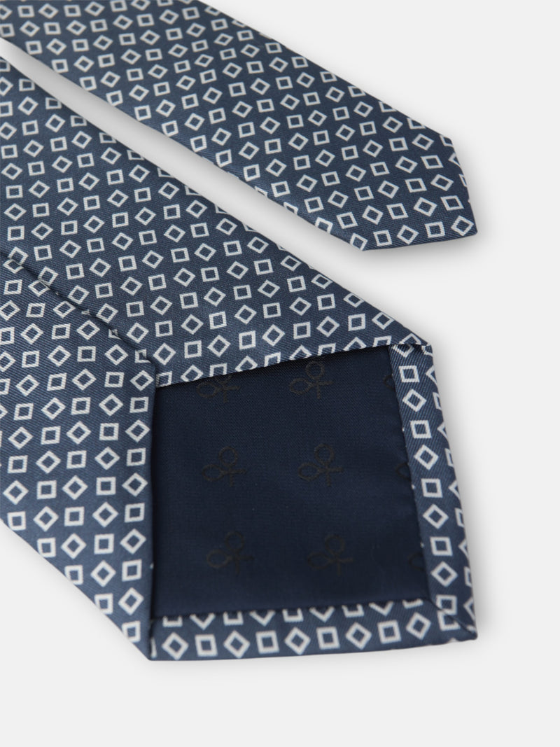 Gravata estampada xadrez irregular azul-marinho