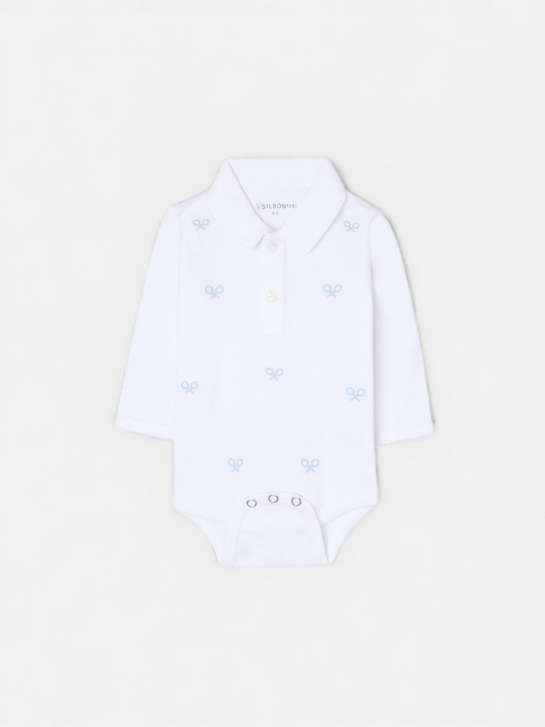 Body de bebé de manga comprida multiraquete azul celeste