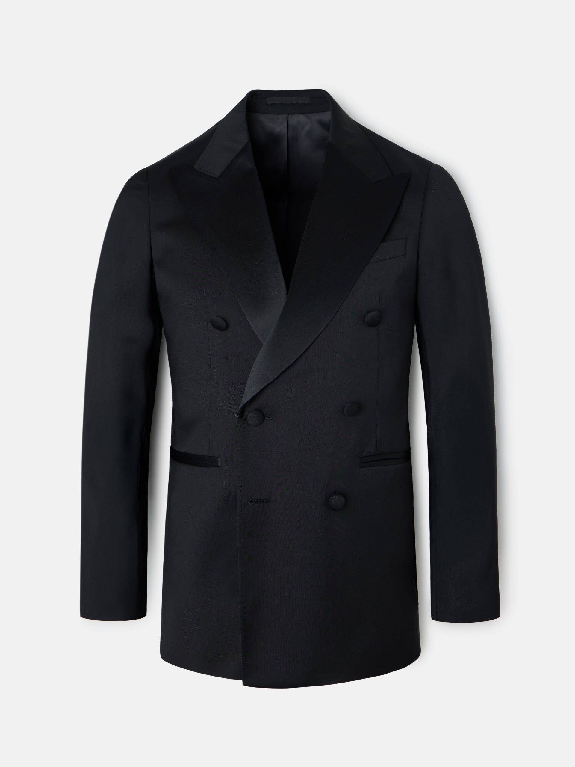 Classic black double-breasted tuxedo blazer