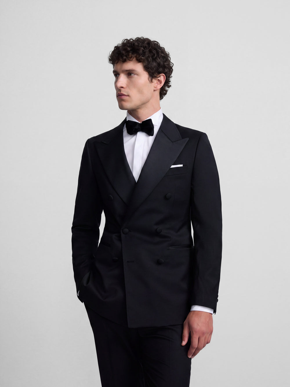 Blazer smoking cruzado clássico preto