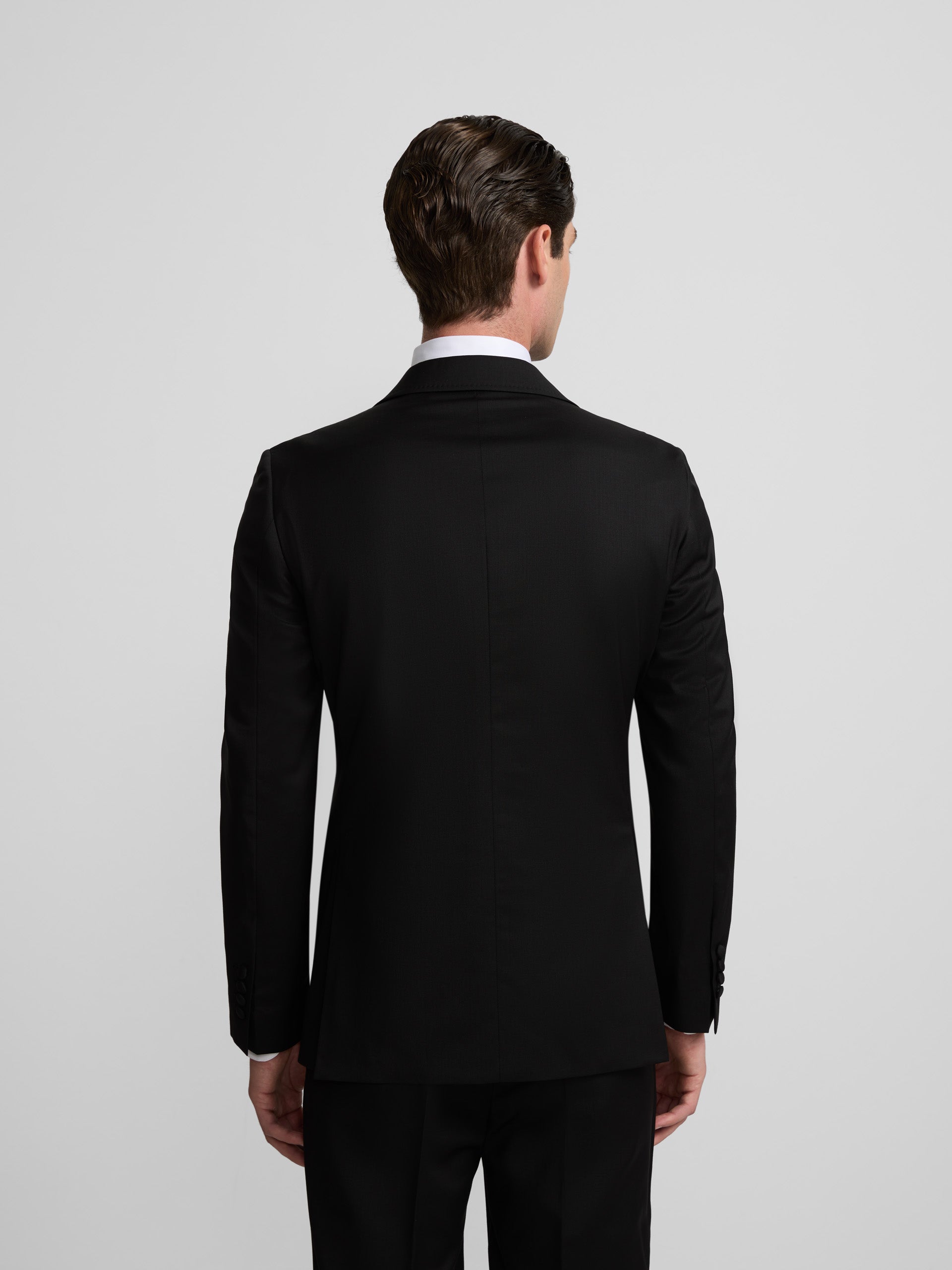 Classic black double-breasted tuxedo blazer