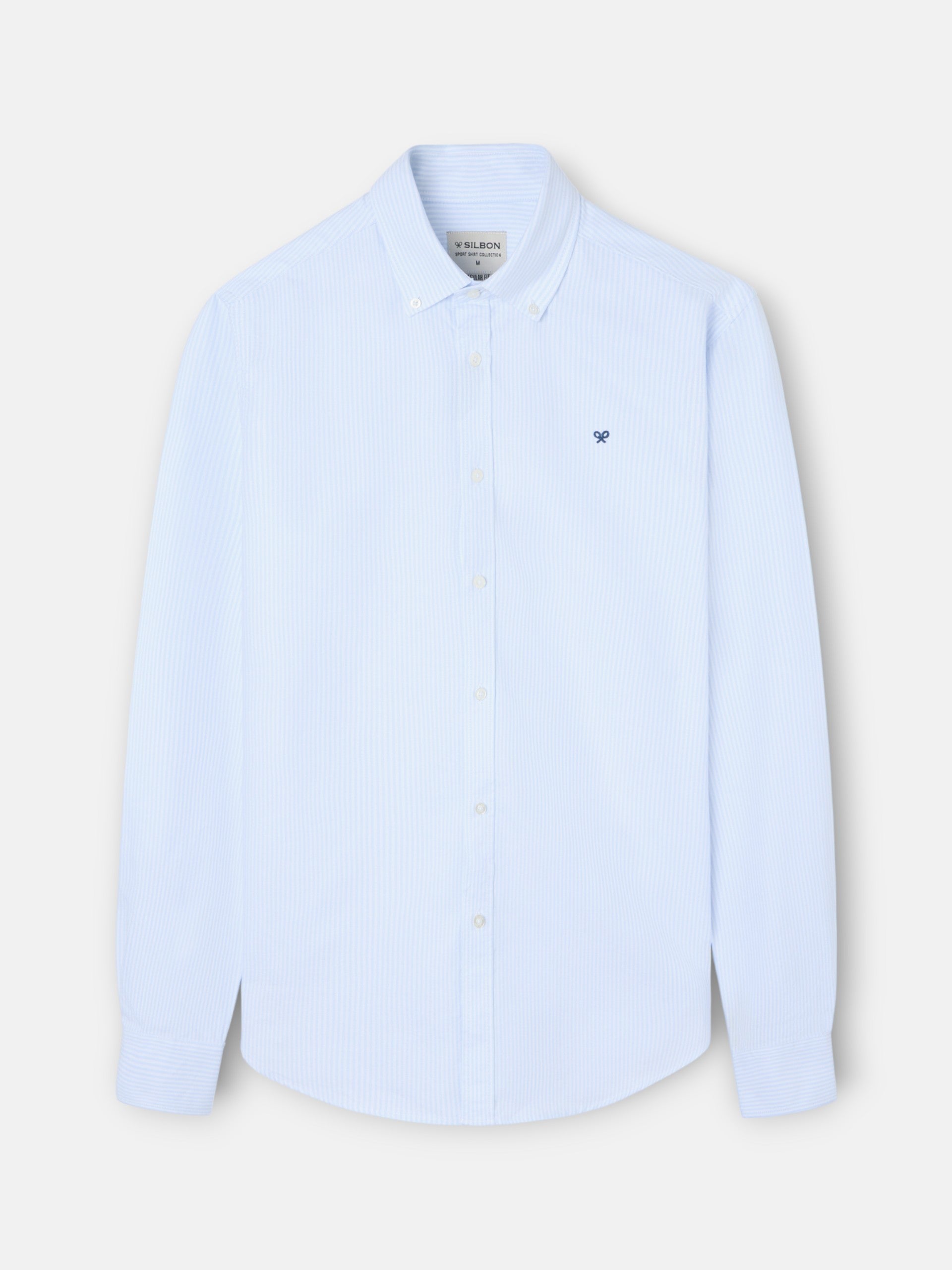 Camisa sport oxford regular fit rayas celeste